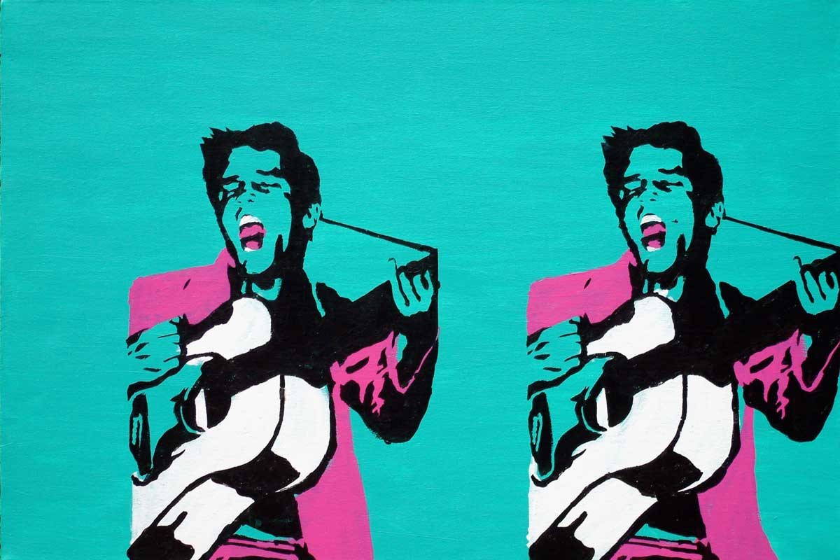 Pop art guitar player